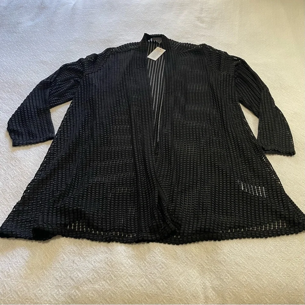 Susan Graver Black Open Knit Kimono- Size Large NWT‎ A little something extra.
